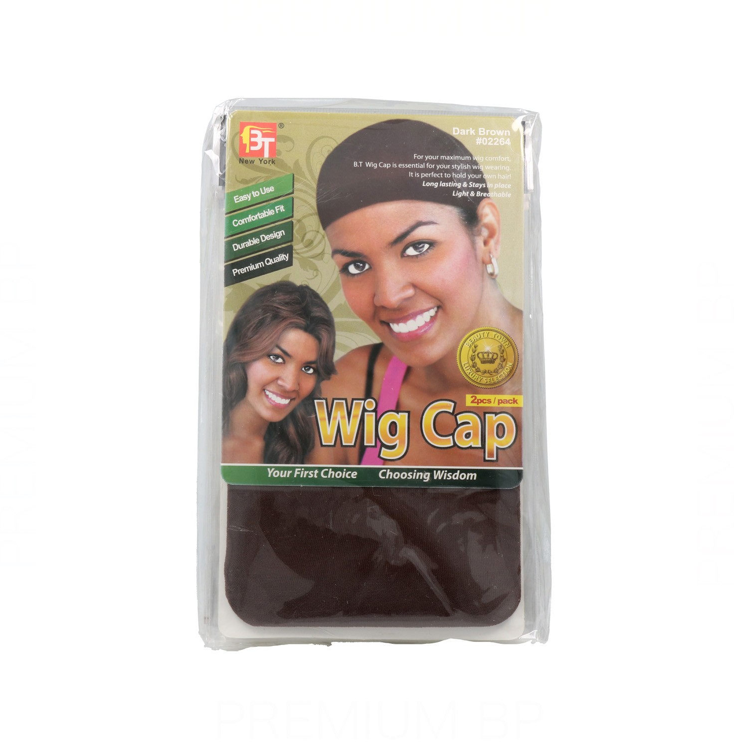 Beauty Town Wig Cap Castaño Oscuro 2 unidades